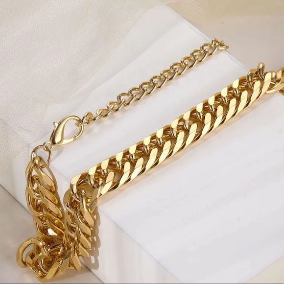 ¥ New 18k Gold Multi-layer Chunky Chain Necklaces - Picture 4 of 7